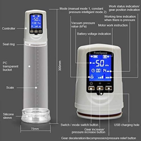 Free Space LED Automatic Pens Pump For Men Rechargable thumbnail 2
